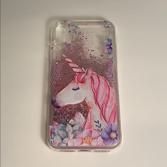 Unicorn Liquid Glitter iPhone Case XR - Picture 2 of 6